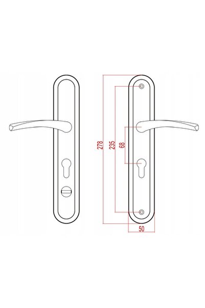 NO BRAND Mâner pentru ușă chinezească, model FALA 5591, 68mm, ranforsat, dreapta