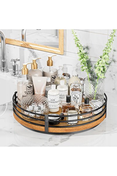 NO BRAND OVICAR 32 cm, organizator rotativ „Lazy Susan” din lemn de stejar, c...