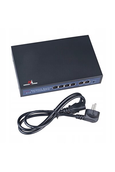 Maclean Switch PoE pentru camere IP, 6 porturi (4xPoE, 2xUplink), 60 W