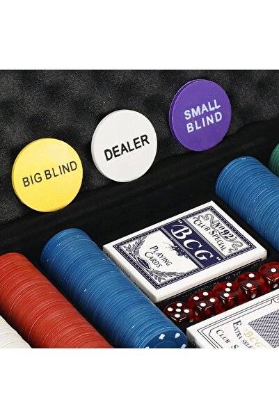 NO BRAND SET DE POKER TEXAS 300 JETE 5 ZARURI 2 PACHETE DE CĂRȚI CUTIE REZIST...