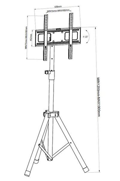 NO BRAND Techly 17 "-60" 35kg Suport trepied de podea