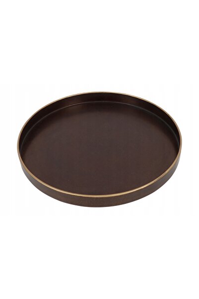 NO BRAND Tavă pentru servire și decor, metalică, aurie, medie 36,5 cm