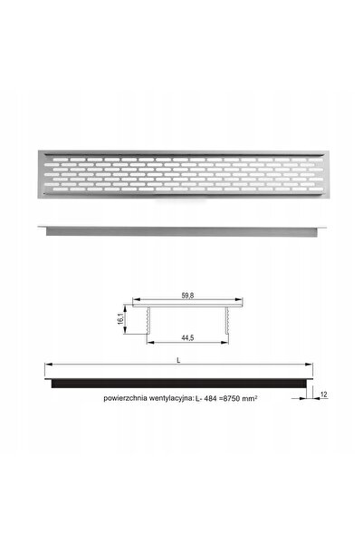 NO BRAND 2 x GRILĂ DE VENTILAȚIE DIN ALUMINIU PENTRU MEBLURI METALICE 60x484 ...
