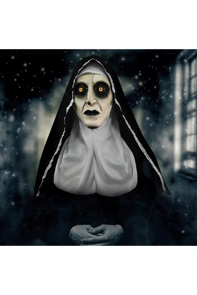NO BRAND TETSMG Mască de Halloween de Călugăriță Înfricoșătoare din Latex pen...