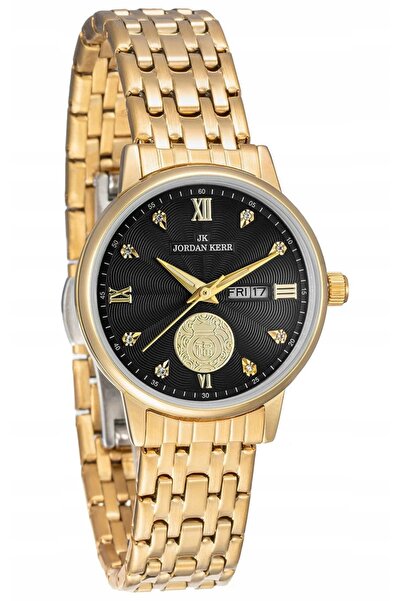 JORDAN KERR Ceas elegant de damă cu cadran auriu și dată L1071 IPG CT 30 mm