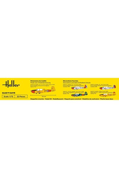NO BRAND Heller 80287 Avion de antrenament suedez SAAB Safir 91 - 1:72