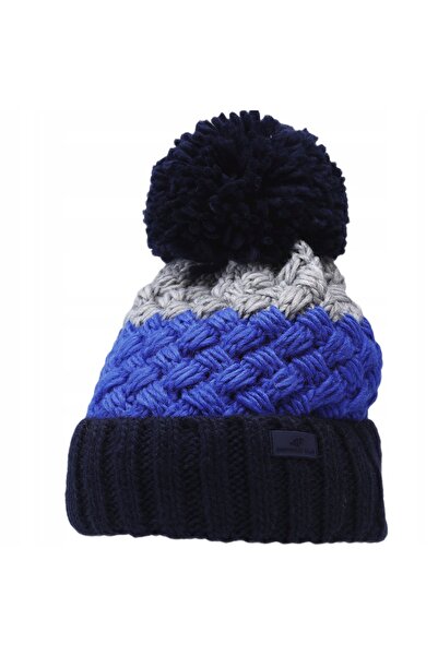 4F Set călduros pentru băieți M280, șapcă cu fleece + KOMIN albastru/gri UNI