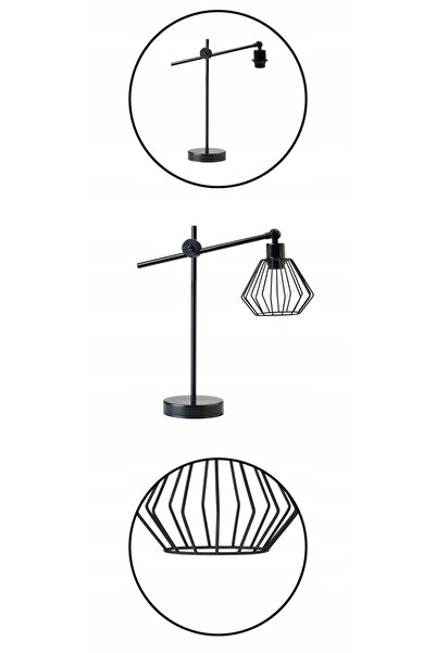 NO BRAND Lampă de birou cu lumină de noapte, neagră, stil Loft, LED, E27, cu ...