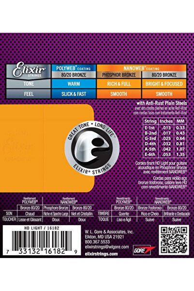 NO BRAND Corzi pentru chitară acustică Elixir 16182 Phosphor Bronze NANOWEB 1...