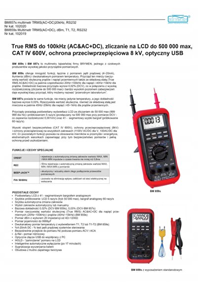 NO BRAND Multimetru profesional VFD / dBm / T1/2, USB BRYMEN