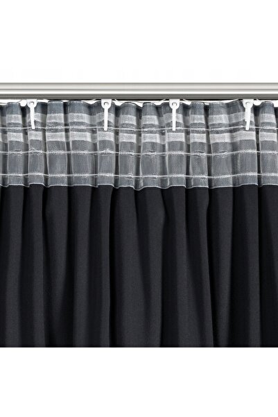 NO BRAND PERDEA DE CATIFEA CU VOLANE 140x250 cm NEGRU - BANDĂ