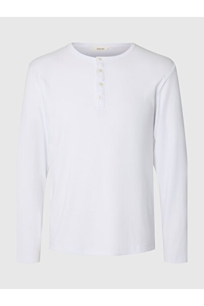 SELECTED Tricou cu mânecă lungă, reiat, cu nasturi