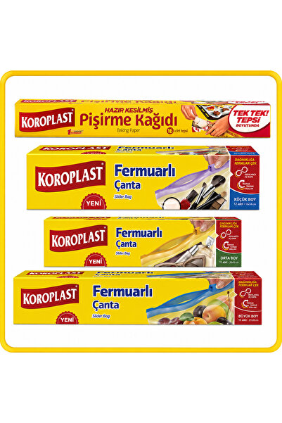 Koroplast Mutfak seti, pişirme kağıdı kesilmiş 16lı, fermuarlı çanta orta boy...