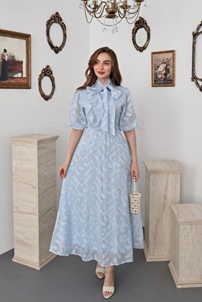 SEREMONİ BUTİK Blue Bowknot Dress