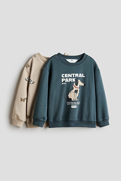 H&M 2'li Baskılı Sweatshirt