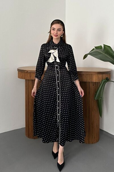Generic Brand Black Polka Dot Dress with Front Patch