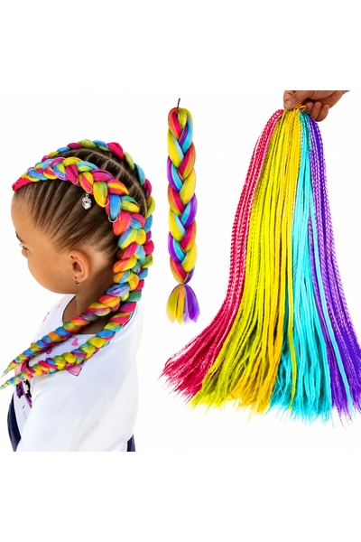 varioshop ®   Păr sintetic colorat, pentru împletituri și coafuri, fibră rezi...