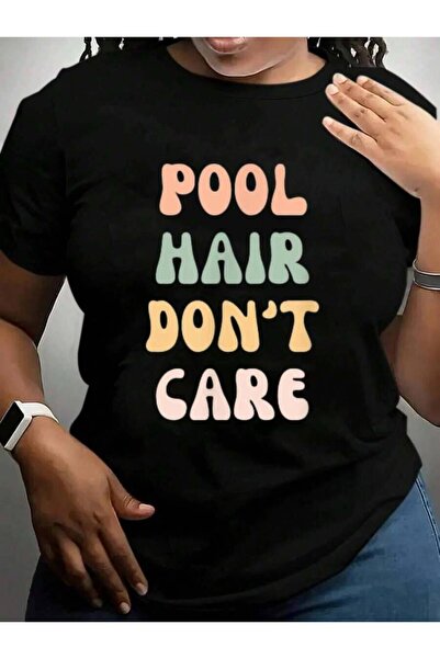 4CR تي شيرت Fun Pool Hair Don't Care Quote Cruise Vacation Trip أسود برسومات ...