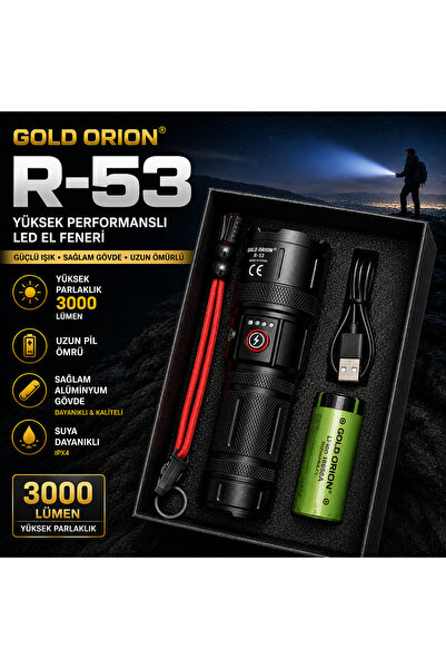 Goldorion Gold Orion R-53 100 Watt 3000 Metre Menzilli Profesyonel Zoomlu Çok Fonksiyonlu Şarj Edilebilir El
