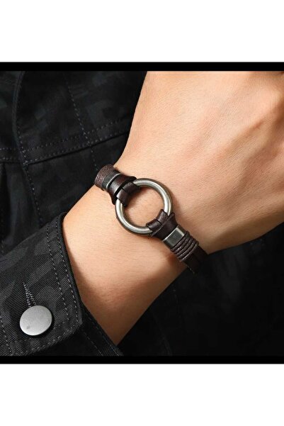 Generic Brand Bratara barbateasca cu curea din imitatie de piele
