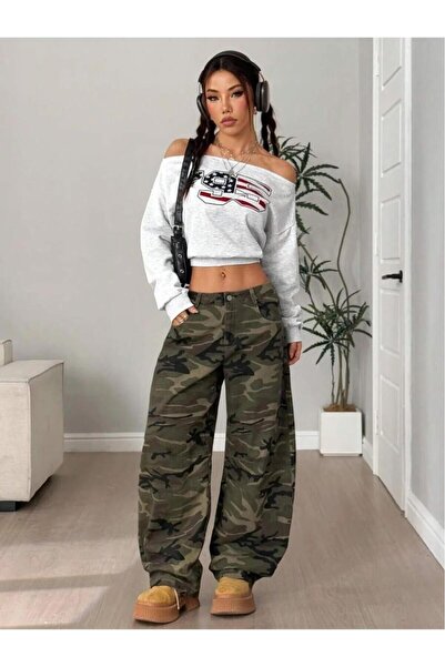 Machetta Women's Boat Neck Crop Usa 95 Printed Sweatshirt
