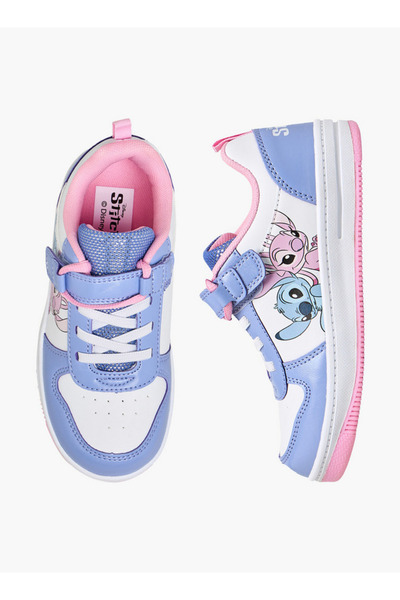 Disney Girls Stitch and Angel Hook & Loop Ankle Sneakers