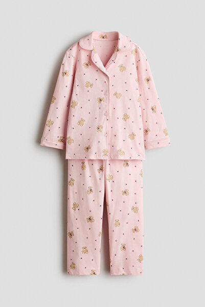 H&M Pamuklu ve Baskılı Pijama Takımı