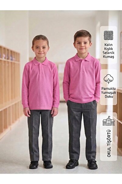 monny Thick Winter Unisex Girls' and Boys' Polo Collar School Uniform Made of...