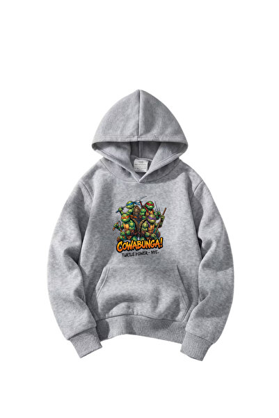 haha Oversize Hooded Ninja Turtles Printed Sweatshirt for Boys