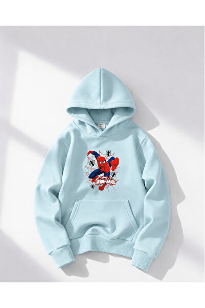 haha Oversize Hooded Spiderman Printed Sweatshirt for Boys