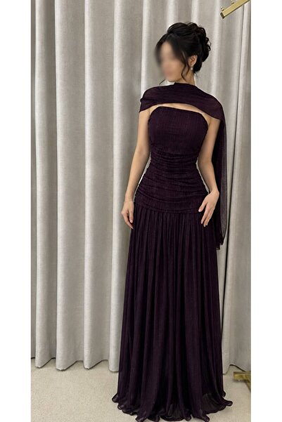 ELORA FASHION فستان سهرة طويل بستايل ملكي مع شال أنيق.