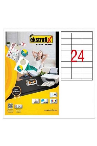 ekstrafix Etichete transparente pentru laser A4 70 x 35 mm, pachet de 24 bucă...