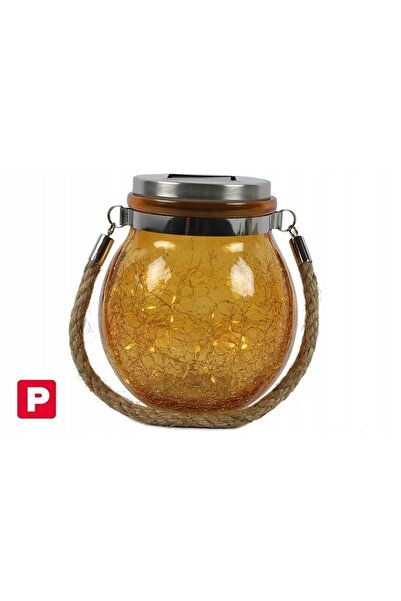 NO BRAND Lampion Solar LED din Sticlă Portocalie