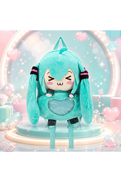 Fillikutum Hatsune Miku Plush Backpack Turquoise Soft Textured Anime Children...