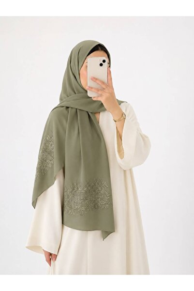 Veil Designer طرحه بوال طبقتين تطريز ورد الجوري علي طرفين الطرحه 190 *60