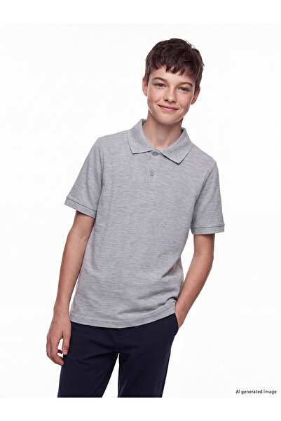 LC Waikiki Alita City Lcw Kids Gray Polo Collar Boys' T-Shirt with a Difference