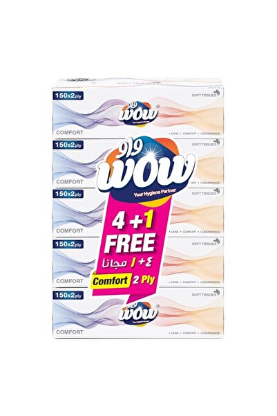 Generic Brand WOW Facial Comfort 150 x 2 ply Tissue - 4 + 1 Free Box