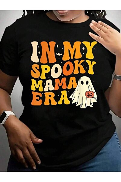 k222 In My Spooky Mama Era Funny Costume Mom Womens Halloween Black Graphic T...