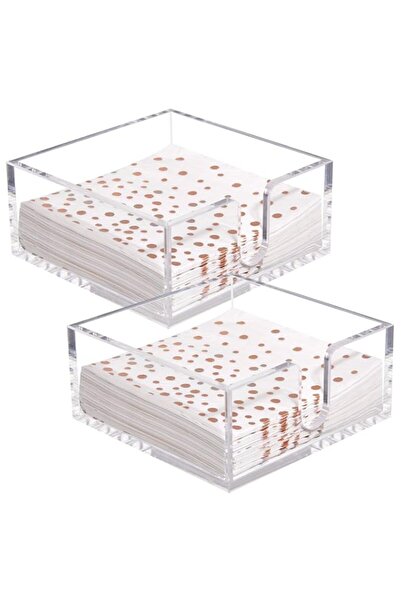 Generic Tazweeq 2Pcs Napkin Holder, Clear Acrylic Napkin Holder, Square Cockt...