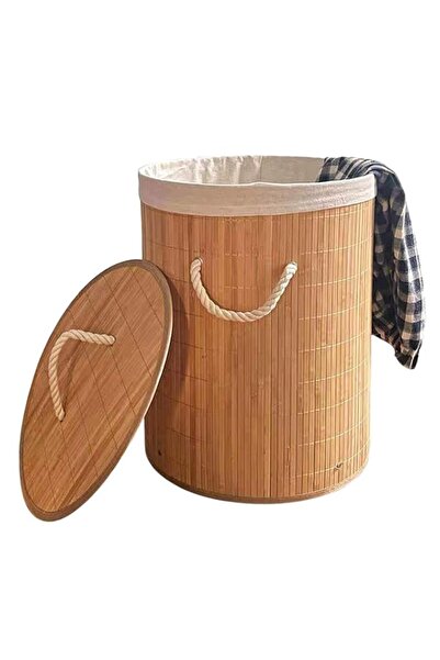 Generic TAME Bamboo Laundry Hamper with Lid and Removable Liner Corner Bamboo...