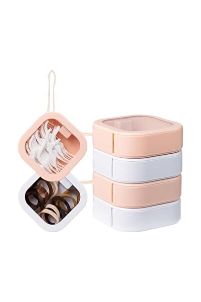 Generic Brand Hair Tie and Jewelry Organizer Storage Box, 4 Pack Pink and Whi...