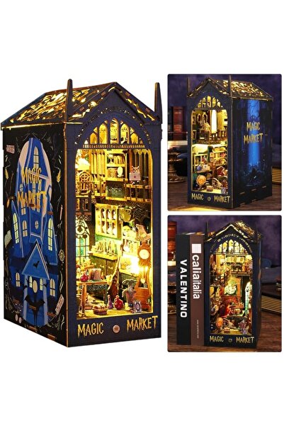 Generic Brand DIY Book Nook Kit, 3D Wooden Puzzle Bookshelf Insert Decor with...