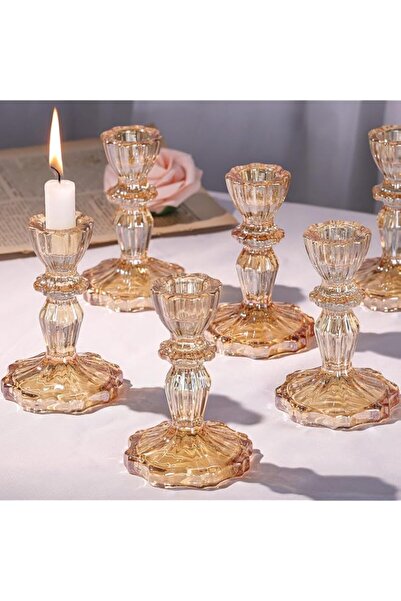 Generic Glass Candlestick Holders Bulk, 6PCS Crystal Taper Candle Holders Set...