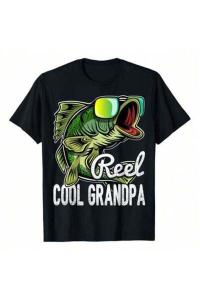 23ERVA تي شيرت مطبوع عليه عبارة "Reel Cool Grandpa Fishing Sunglasses" هدية م...