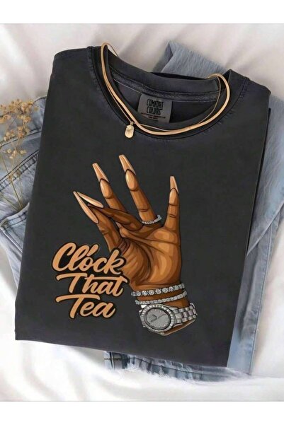 NOURAM Men's & Women's Stylish 'Clock That Tea' Graphic T-Shirt - Brown Hand ...