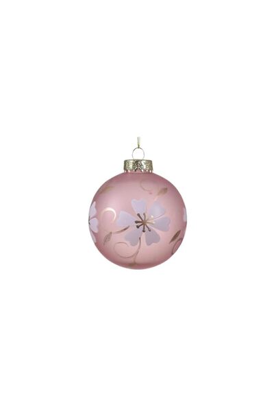 Generic Brand Kaemingk Decoris Christmas 8Cm Bauble Shatterproof Flower Pink
