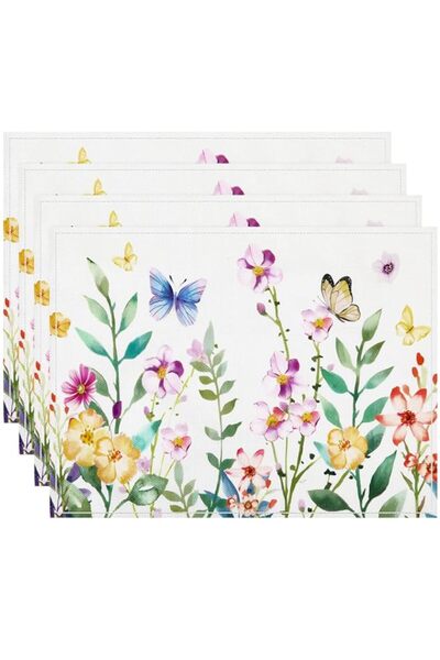 Generic Set of 4 Spring Butterfly Placemats 30 * 45cm – Waterproof Floral Tab...