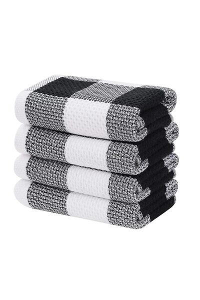 Generic Homaxy 100% Cotton Waffle Weave Check Plaid Kitchen Towels, 13 x 28 I...