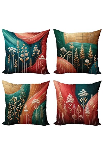 Generic Botanical Pillow Cover Set of 4-18" Modern Meadow Blooms Design, Doub...