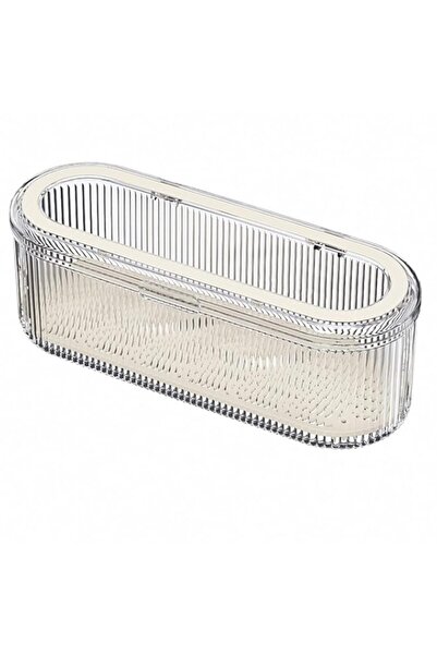 Generic Silverware Organizer with Lid and Drainer, Clear Plastic Cutlery Stor...
